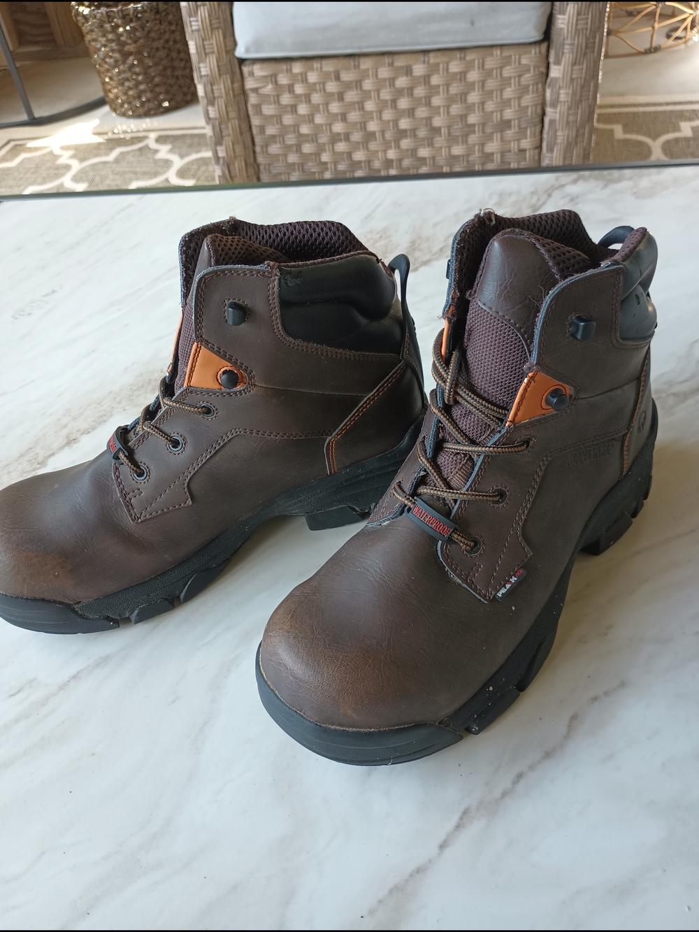 Wolverine Brown Leather Work Boots W10113 Oil & Slip Resistant Size 9EW Rugged